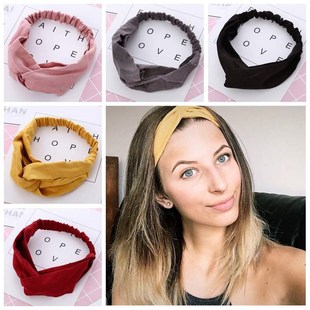 Women Hairband Summer Autumn Suede Headband Vintage Cross Kn