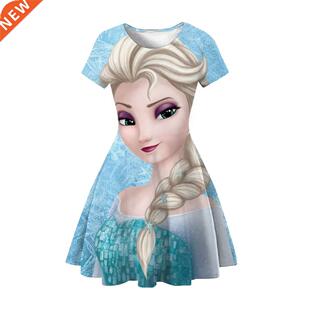 Disney Elsa Princess Dress Summer Clothing Frozen Crowned Ki
