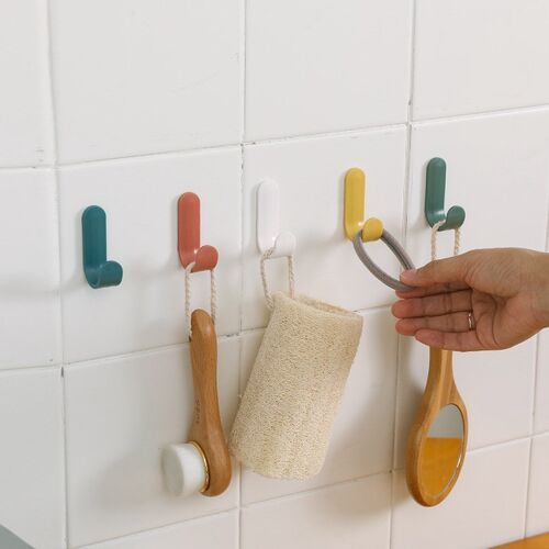 4pcs Multifunctional Hook Colorful Home Wall Key Holder Bath