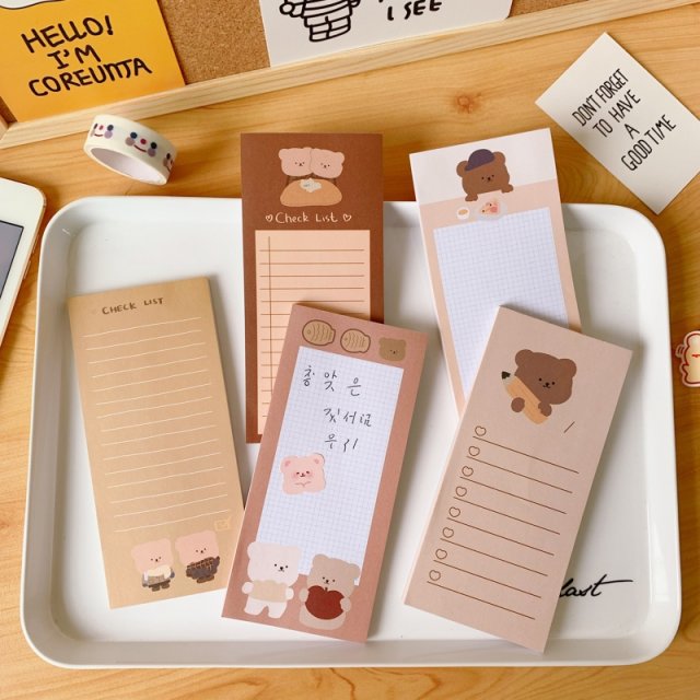 Cute Bear Grocery List Memo Pad for Fridge Note Pads Lists 5