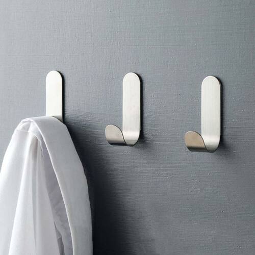 8pcs Adhesive Stainless Steel Towel Hooks Robe Hanging Hooks