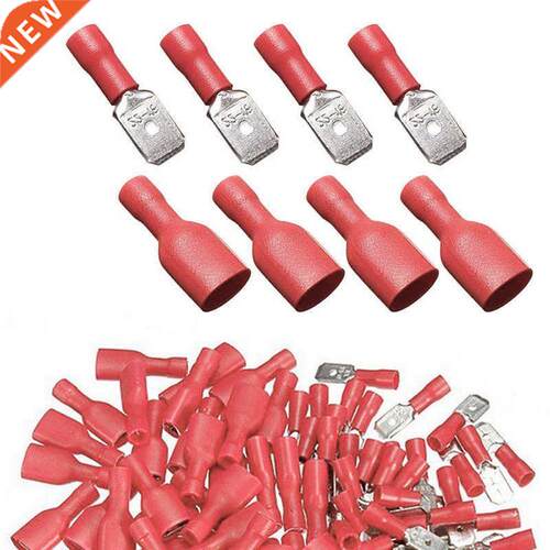 100pcs Spade Terminal Connector Set Red Female+Male Spade In