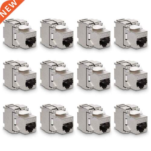 Keystone Module Jacks - 12 Piece CAT6A Shielded Keystone Jac
