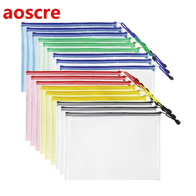 18Pcs Plastic Mesh Zip Document Holder, Letter Size Waterpro