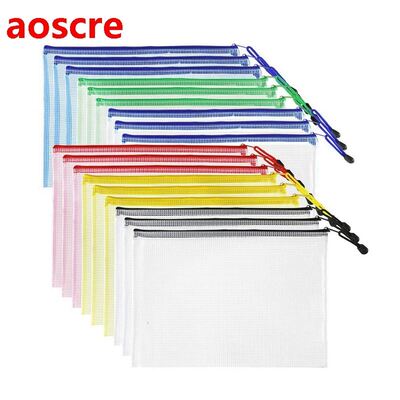 18Pcs Plastic Mesh Zip Document Holder, Letter Size Waterpro