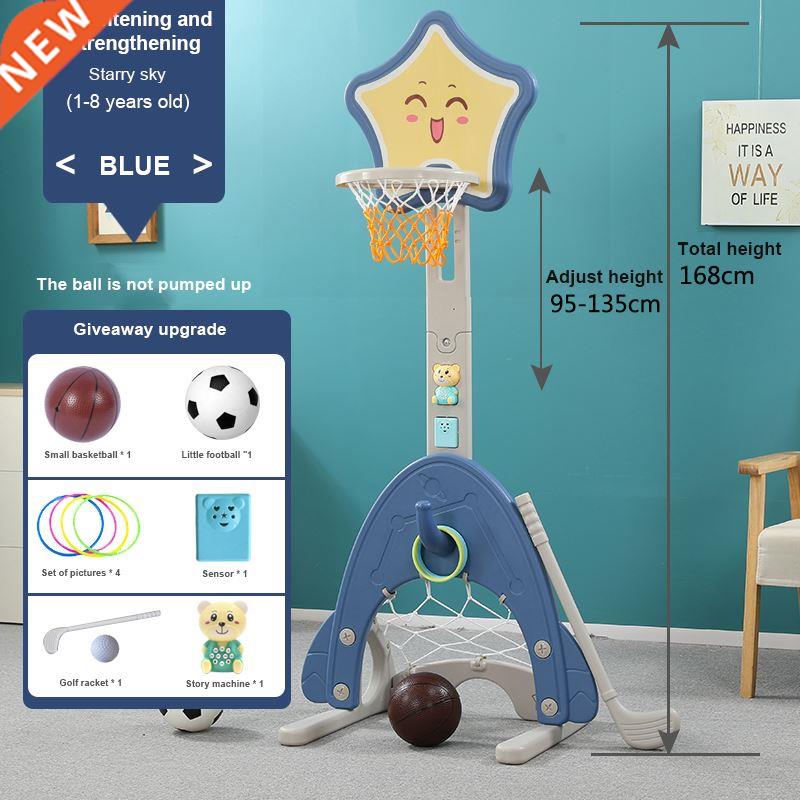 Happymaty Baby Basketball Hoop Stand 4 in 1Toy Set with Golf