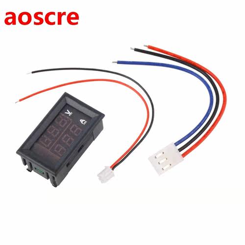 Professional DC 100V 10A Voltmeter Ammeter Blue + Red LED Am