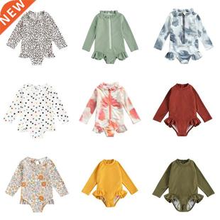 1-5Y Toddler Kids Baby Girls Swimwear Knitted Front Zipper L
