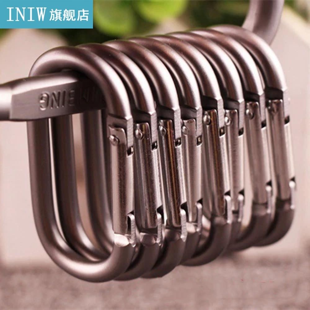 5Pcs Single Small Aluminum Alloy Black Carabiner Metal Oval