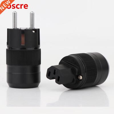 Pair High End Rhodium Plated EUR Schuko EU Power Plug IEC