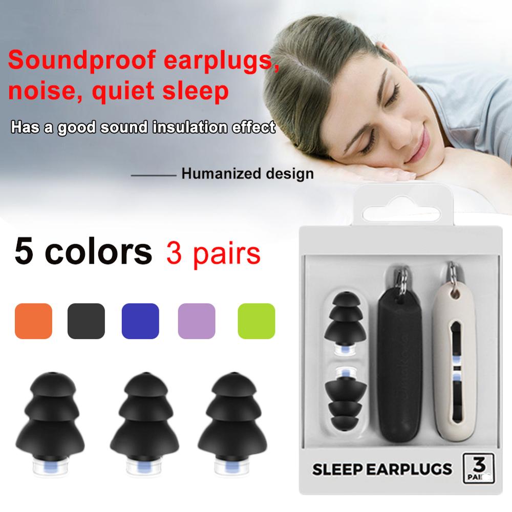 3pairs Soft Foam Anti-noise Earplugs Travel Sound Insulation