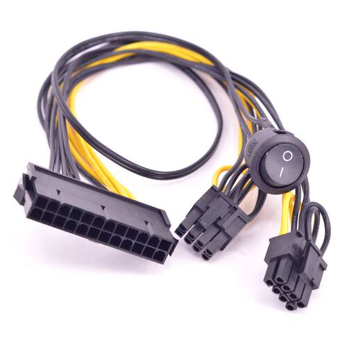 ATX Power 24Pin to 2 Ports 6+2 Pin 8 Pin with On Off Switch