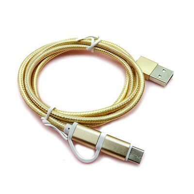 2 in 1 Knit Micro usb TypeC USB fast Charger usb Data Cable