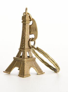 2 Pcs Bronze Tone Paris Eiffel Tower Figurine Statue Vintage