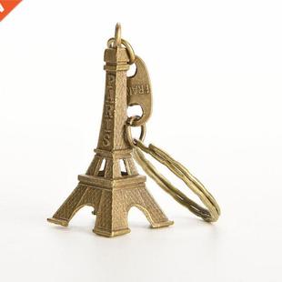 2 Pcs Bronze Tone Paris Eiffel Tower Figurine Statue Vintage