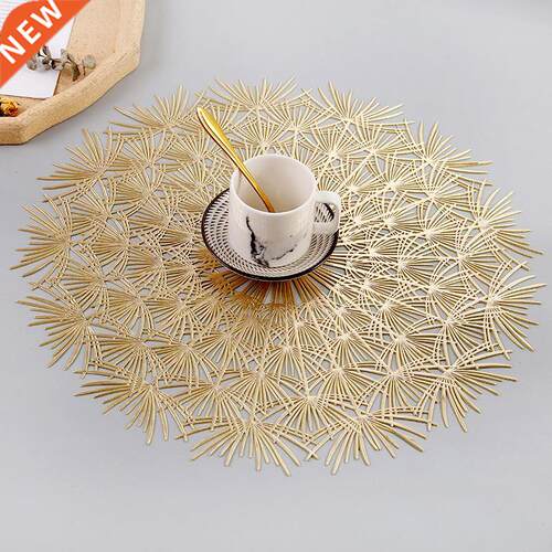 PVC Bronzing leaves Flower Hollow Non-slip Kitchen Placemat