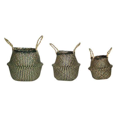 Seagrass Wickerwork Basket Rattan Foldable Hanging Flower Po