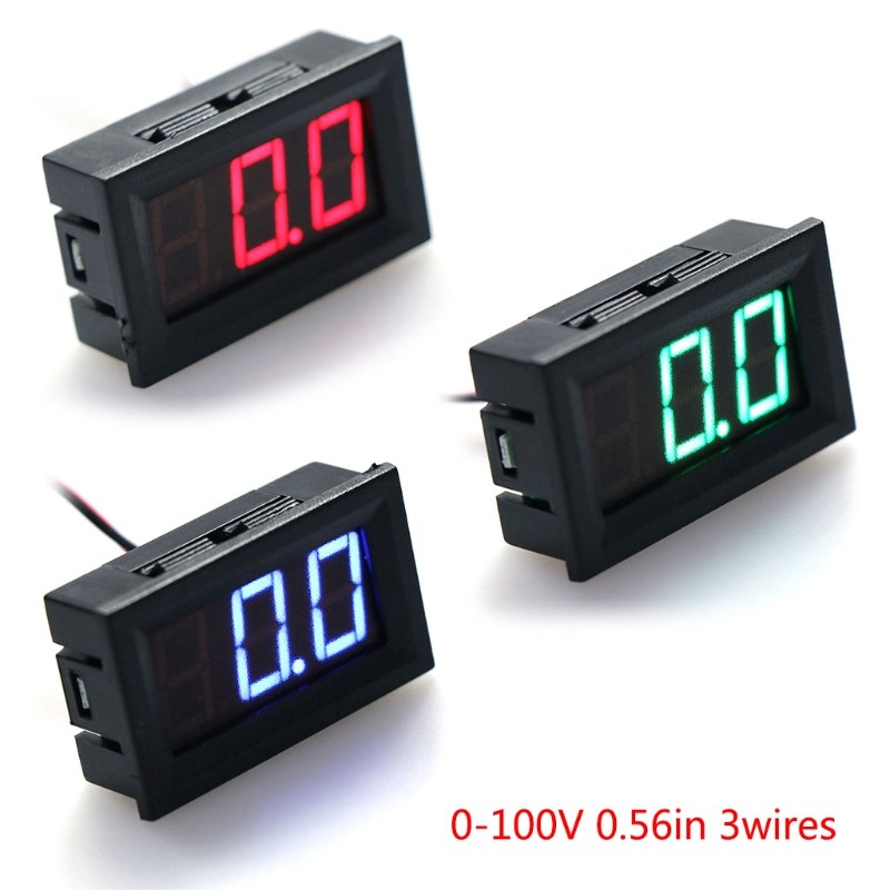 DC 0-100V 3-Wire Voltmeter LED 0.56in Digital Voltage Meter