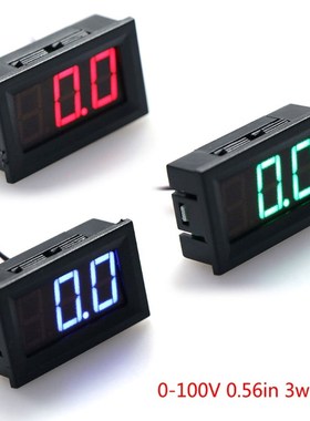 DC 0-100V 3-Wire Voltmeter LED 0.56in Digital Voltage Meter