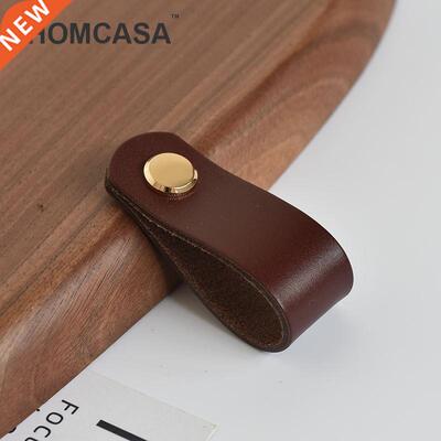 Brown Leather Knobs European Retro Furniture Drawer Wardrob