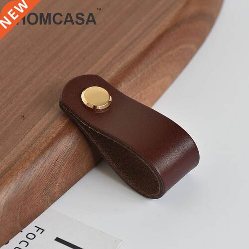 Brown Leather Knobs European Retro Furniture Drawer Wardrob