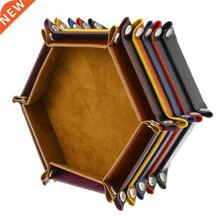 6Color Key Box PU Leather Hexagonal Folding Hexagon Dice Tra