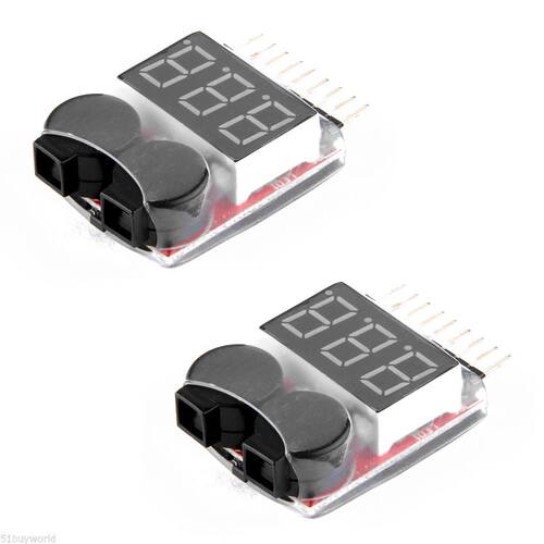 2x 1S-8S RC Lipo Low Voltage Alarm Buzzer Indicator Checker