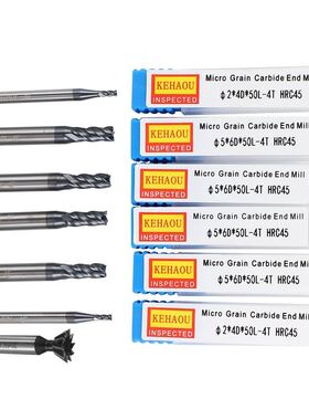 6 Pcs 1-6 mm 4 Flutes Hrc45 Solid Tungsten Carbide End Mill