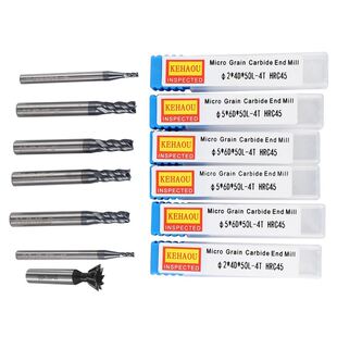 6 Pcs 1-6 mm 4 Flutes Hrc45 Solid Tungsten Carbide End Mill