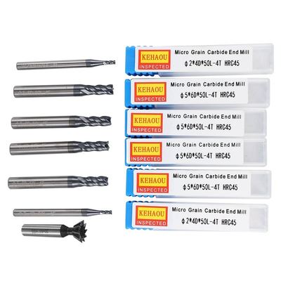 6 Pcs 1-6 mm 4 Flutes Hrc45 Solid Tungsten Carbide End Mill