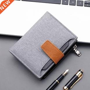 Men Wallet Canvas and PU Leather Gray/blue/black Short Male