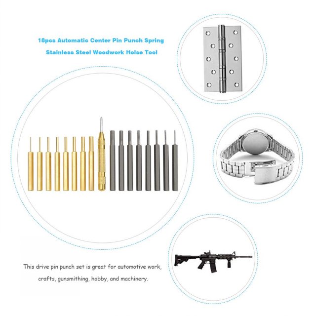 18pcs Automatic Center Pin Punch Spring Work Exquisite Stain