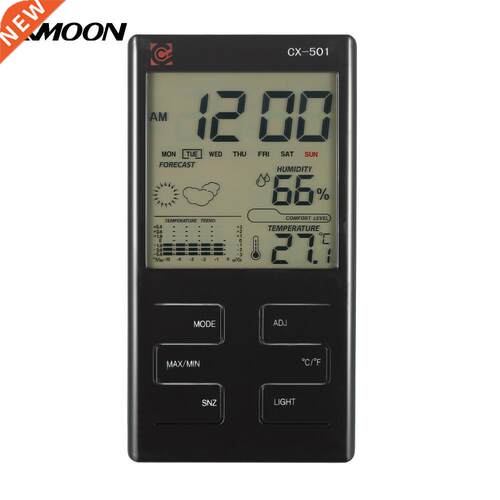 Indoor LCD Digital Temperature Humidity Meter Clock Thermome