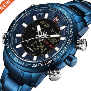NAVIFORCE Watches Men Full Steel Quartz Digital Clock Water