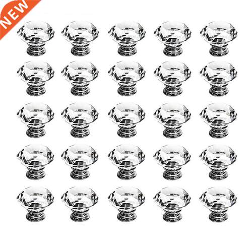 Crystal Door Knobs,25 Pcs 30 mm Clear Glass Drawer Door Furn