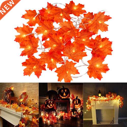 2M 10LED Artificial Autumn Maple Leaves Garland Led Fairy Li