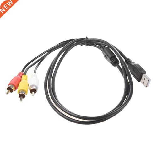 USB Male A to 3x RCA AV A/V TV Adapter Lead Cable 5Feet