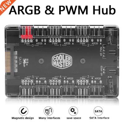 1 to 6 PWM ARGB Fan HUB Splitter 4 Pin PWM  Pin Addressable