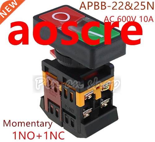 AC 600V 10A Indicator Light I/O START STOP Momentary Push Bu
