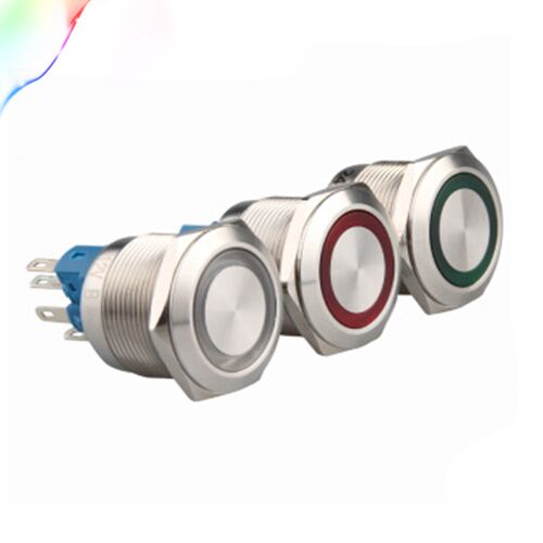22mm metal waterproof stainless steel ring lamp push button
