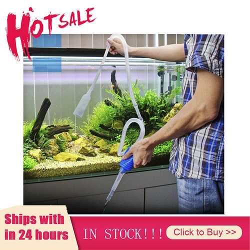 Aquarium Siphon Tube Fish Tank Cleaner Vacuum Pump Gravel Cl