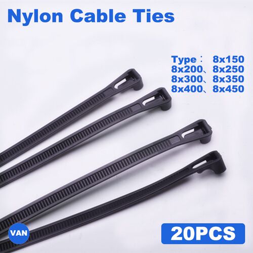 20PCS Zip Ties Releasable Cable Tie color Black and White Pl