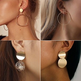 LATS New Fashion Round Dangle Korean Drop Earrings for Women
