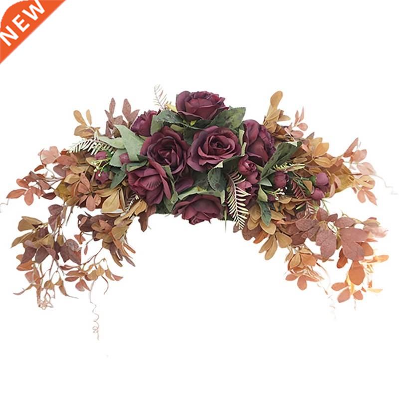 Artificial Rose Flower Swag Front Door Wreath Hanging Eucaly