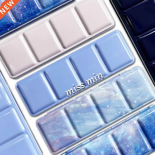 Cute 24/26/52Pcs Half Pans Watercolor Oil Paints Tins Box Em