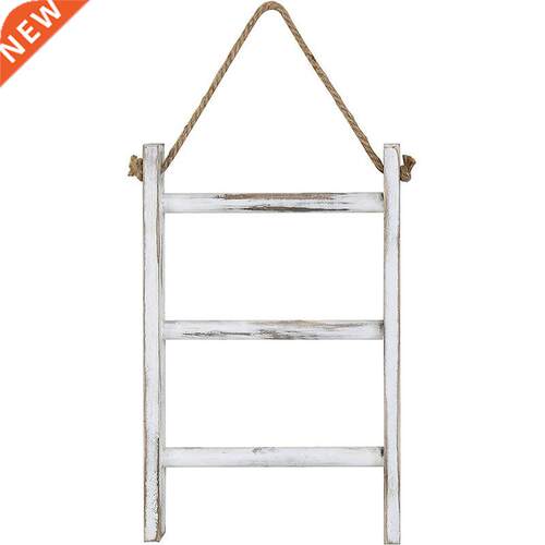 Wall-Hanging Towel Ladder Rustic Whitewashed Wood Countertop
