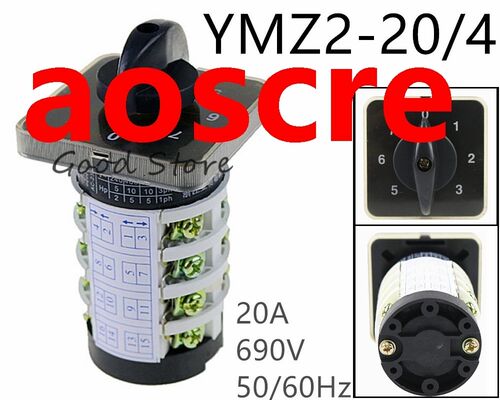 YMZ12-20/4 20A 690V 4 section Rotary switch knob 6 position