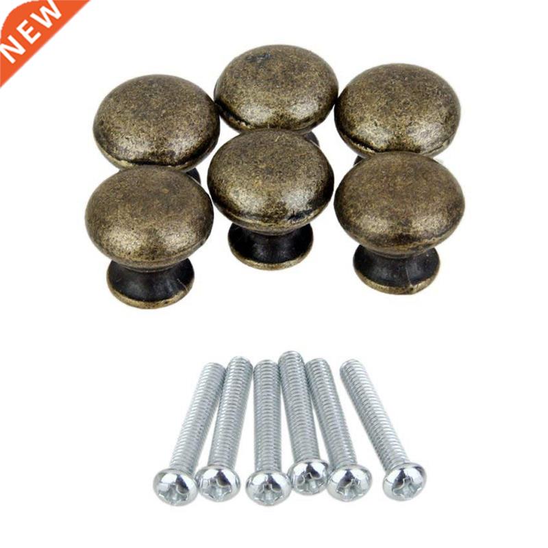Set Of 6 Handle Door Knob Round Drawer Cabinet Vintage - Ant