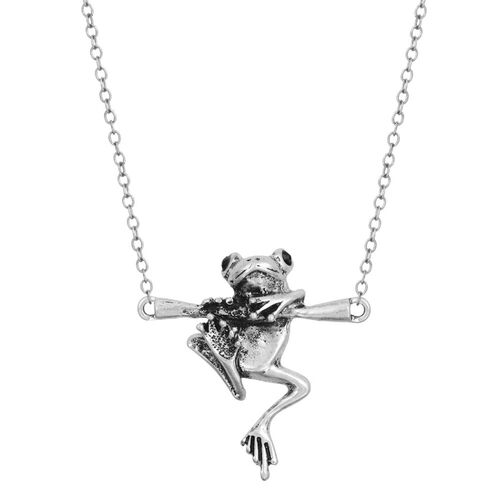 Pretty Animal Necklace Vintage 3D Realistic Baby Frog on a B