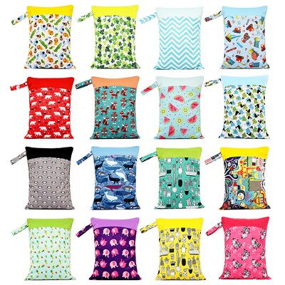 30*40cm Waterproof Reusable Wet Bag Printed Pocket Nappy Bag